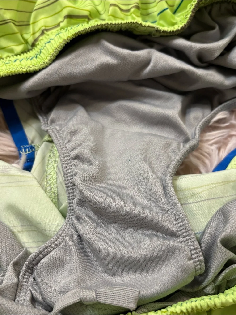 Nike Women’s Neon Lime Athletic Shorts with Blue Trim